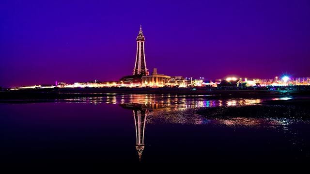 Blackpool, illuminations, lights, beach, night